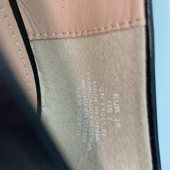 H&M Leather Black Metal Metal Ring Flats Size 7 - Picture 10 of 11